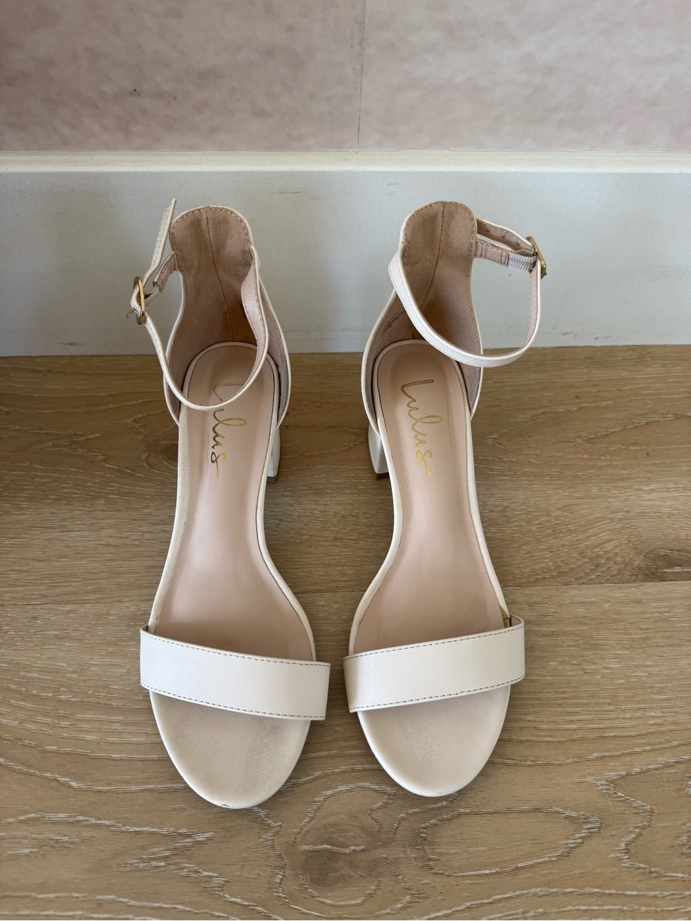 Lulu's Blush Ankle-Strap Block Heel Sandals